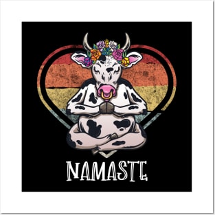 Namaste Yoga Meditation Cow Posters and Art